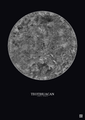 Affiche Teotihuacan – Poster vue satellite 10km N&B | Gravura – Fond foncé