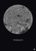 Affiche Teotihuacan – Poster vue satellite 30km N&B | Gravura – Fond foncé