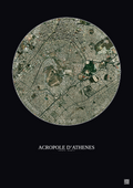 Affiche Acropole Dathenes – Poster vue satellite 2.5km Couleur | Gravura – Fond foncé