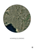 Affiche Acropole Dathenes – Poster vue satellite 10km Couleur | Gravura – Fond clair