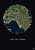 Affiche Acropole Dathenes – Poster vue satellite 30km Couleur | Gravura – Fond foncé