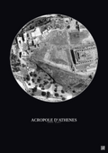 Affiche Acropole Dathenes – Poster vue satellite 0.1km N&B | Gravura – Fond foncé