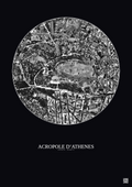 Affiche Acropole Dathenes – Poster vue satellite 0.5km N&B | Gravura – Fond foncé
