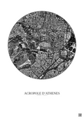 Affiche Acropole Dathenes – Poster vue satellite 1km N&B | Gravura – Fond clair
