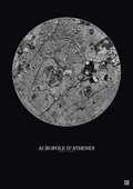 Affiche Acropole Dathenes – Poster vue satellite 2.5km N&B | Gravura – Fond foncé