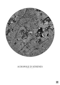 Affiche Acropole Dathenes – Poster vue satellite 2.5km N&B | Gravura – Fond clair