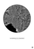 Affiche Acropole Dathenes – Poster vue satellite 10km N&B | Gravura – Fond clair