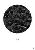 Affiche Sete – Poster vue satellite 10km N&B | Gravura – Fond clair