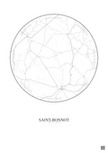 Affiche personnalisée Saint-Bonnot — Carte 10 km · Fond clair | Gravura