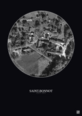 Affiche personnalisée Saint-Bonnot — Satellite 0.1 km · N&B · Fond foncé | Gravura