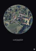 Affiche personnalisée Saint-Bonnot — Satellite 0.1 km · Couleur · Fond foncé | Gravura