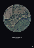 Affiche personnalisée Saint-Bonnot — Satellite 0.3 km · Couleur · Fond foncé | Gravura