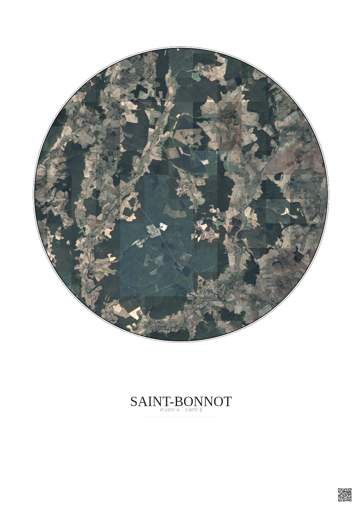 Affiche personnalisée Saint-Bonnot — Satellite 10 km · Couleur · Fond clair | Gravura
