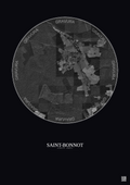 Affiche personnalisée Saint-Bonnot — Satellite 2.5 km · N&B · Fond foncé | Gravura