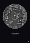 Affiche personnalisée Saint-Bonnot — Satellite 5 km · N&B · Fond foncé | Gravura