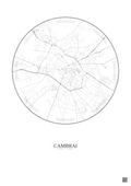 Affiche Cambrai – Poster carte de ville 2.5km | Gravura – Fond clair