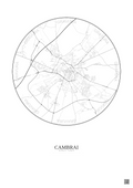Affiche Cambrai – Poster carte de ville 5km | Gravura – Fond clair