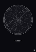 Affiche Cambrai – Poster carte de ville 10km | Gravura – Fond foncé