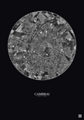 Affiche Cambrai – Poster vue satellite 2.5km N&B | Gravura – Fond foncé