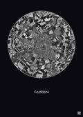 Affiche Cambrai – Poster vue satellite 5km N&B | Gravura – Fond foncé