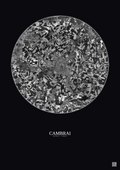 Affiche Cambrai – Poster vue satellite 10km N&B | Gravura – Fond foncé