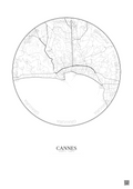 Affiche Cannes – Poster carte de ville 2.5km | Gravura – Fond clair