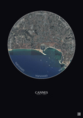 Affiche Cannes – Poster vue satellite 2.5km Couleur | Gravura – Fond foncé