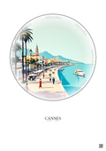 Affiche Cannes – Poster illustration vintage – Promenade De La Croisette | Gravura – Fond clair