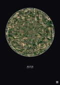 Affiche Auch – Poster vue satellite 5km Couleur | Gravura – Fond foncé