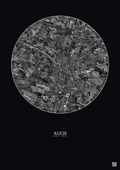 Affiche Auch – Poster vue satellite 2.5km N&B | Gravura – Fond foncé