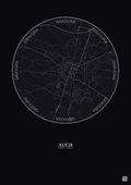Affiche Auch – Poster carte de ville 2.5km | Gravura – Fond foncé