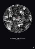 Affiche Roquefort Les Pins – Poster vue satellite 0.1km N&B | Gravura – Fond foncé