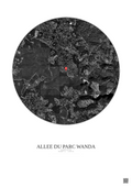 Affiche Roquefort Les Pins – Poster vue satellite 2.5km N&B | Gravura – Fond clair