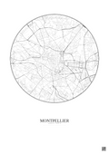 Affiche Montpellier – Poster carte de ville 2.5km | Gravura – Fond clair