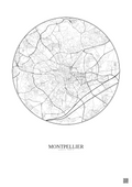 Affiche Montpellier – Poster carte de ville 5km | Gravura – Fond clair