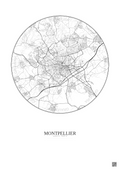 Affiche Montpellier – Poster carte de ville 10km | Gravura – Fond clair