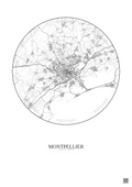 Affiche Montpellier – Poster carte de ville 20km | Gravura – Fond clair