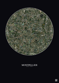 Affiche Montpellier – Poster vue satellite 2.5km Couleur | Gravura – Fond foncé