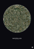 Affiche Montpellier – Poster vue satellite 5km Couleur | Gravura – Fond foncé