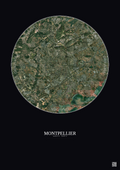 Affiche Montpellier – Poster vue satellite 10km Couleur | Gravura – Fond foncé