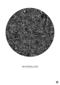 Affiche Montpellier – Poster vue satellite 2.5km N&B | Gravura – Fond clair