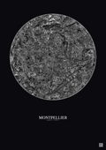Affiche Montpellier – Poster vue satellite 5km N&B | Gravura – Fond foncé