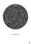 Affiche Montpellier – Poster vue satellite 5km N&B | Gravura – Fond clair