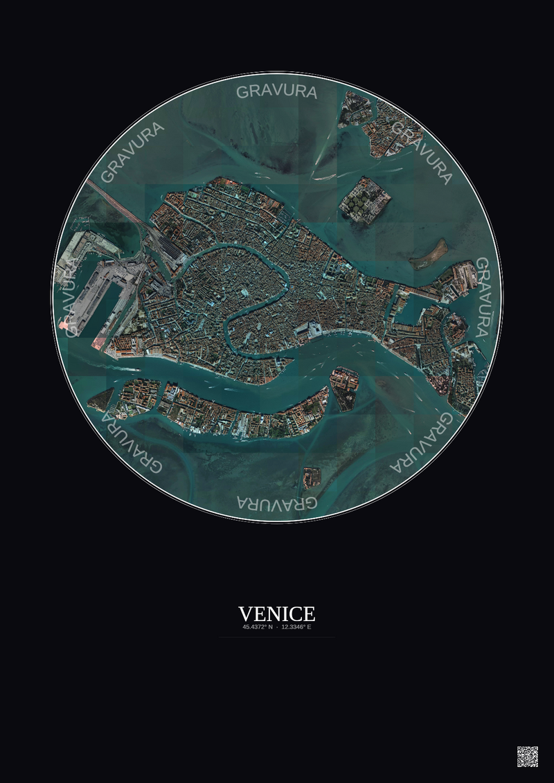 Affiche Venice – Poster vue satellite 2.5km Couleur | Gravura – Fond foncé