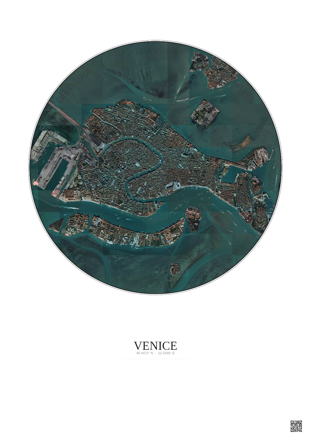 Affiche Venice – Poster vue satellite 2.5km Couleur | Gravura – Fond clair