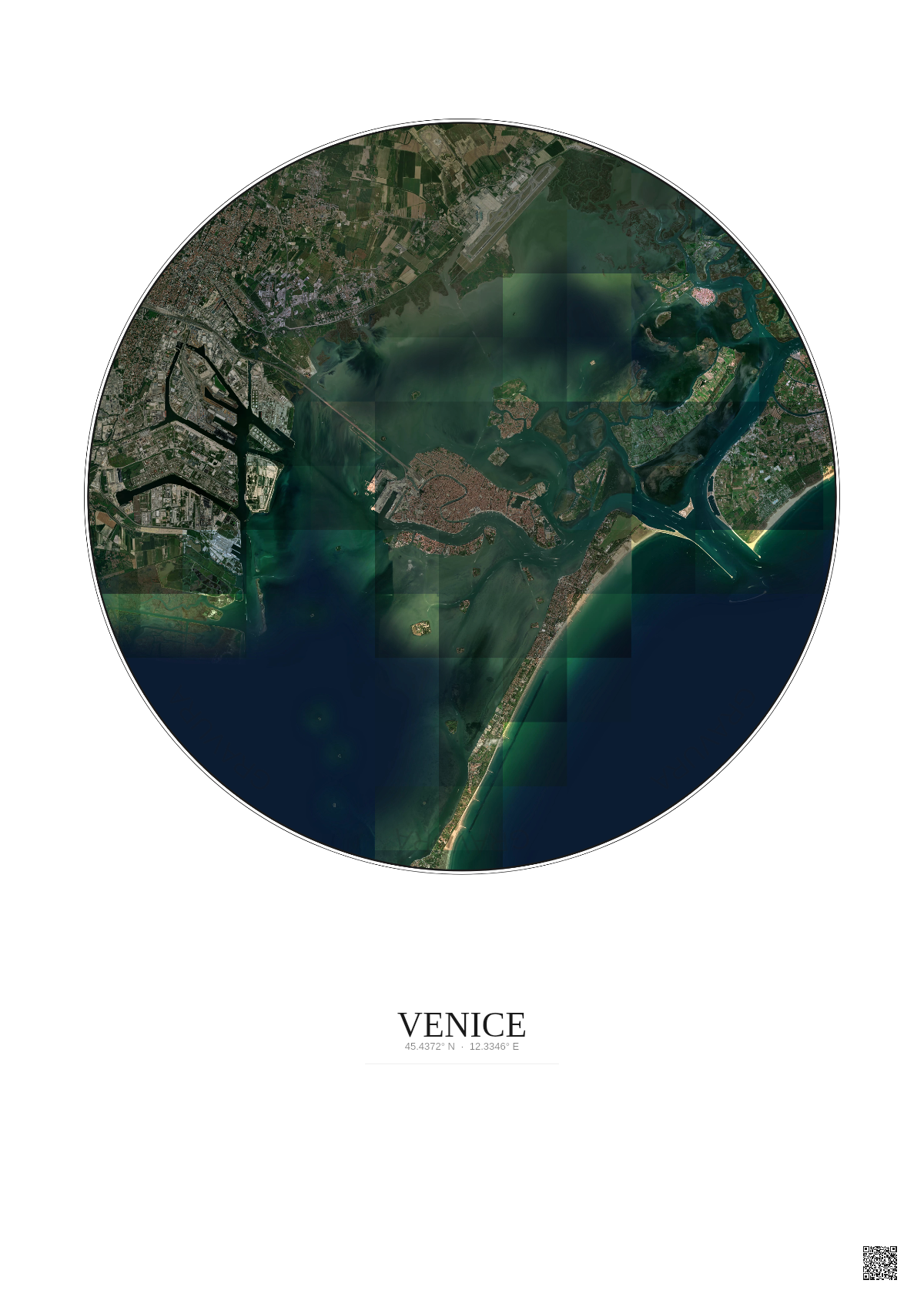 Affiche Venice – Poster vue satellite 10km Couleur | Gravura – Fond clair