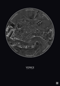 Affiche Venice – Poster vue satellite 2.5km N&B | Gravura – Fond foncé