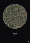 Affiche Milan – Poster vue satellite 2.5km Couleur | Gravura – Fond foncé