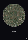 Affiche Milan – Poster vue satellite 5km Couleur | Gravura – Fond foncé