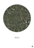 Affiche Milan – Poster vue satellite 5km Couleur | Gravura – Fond clair